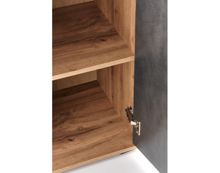 Jednodverová komoda so zásuvkami Lima KM2 - dub wotan / sivá