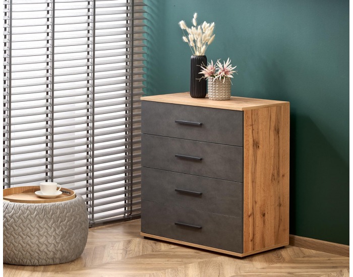 Komoda Lima KM3 - dub wotan / sivá