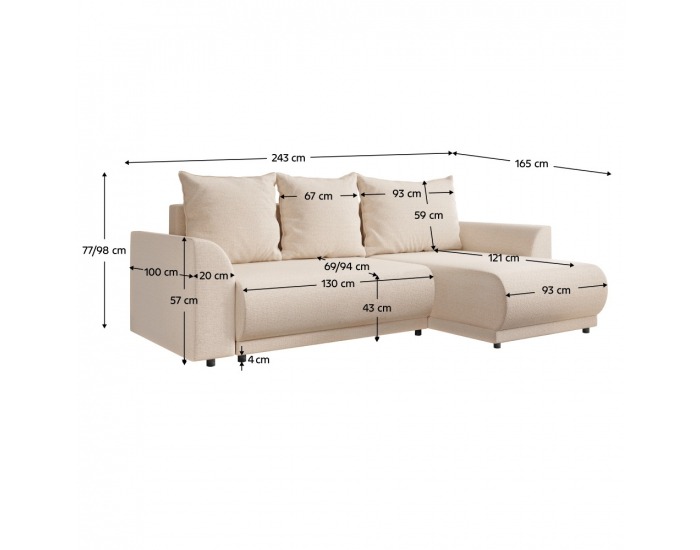 Rohová sedačka s rozkladom Limon Roh L/P - béžová