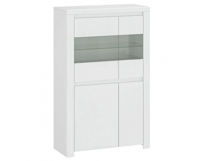 Vitrína Lindy 2D2W - biely lesk