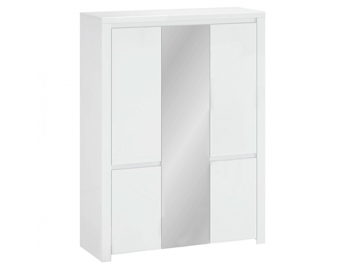 Šatníková skriňa so zrkadlom Lindy 5D - biely lesk