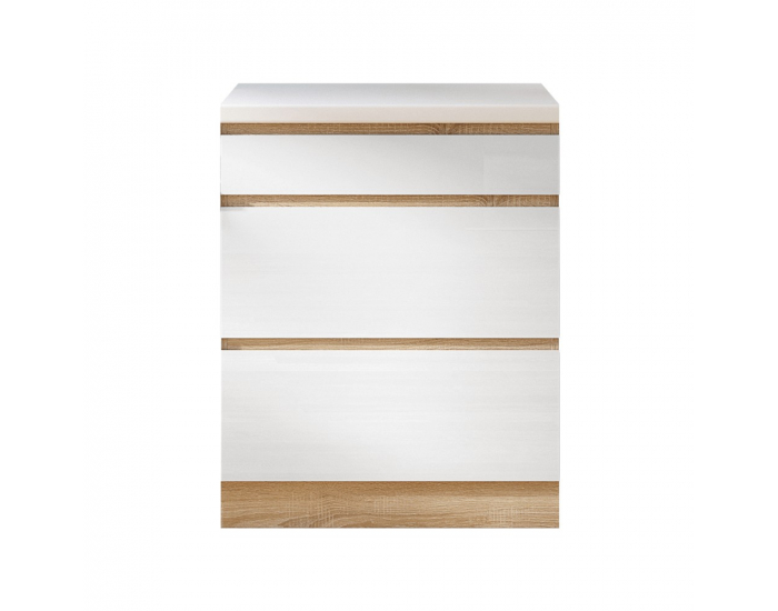Dolná kuchynská skrinka Line White D60S3 - biely vysoký lesk / dub sonoma