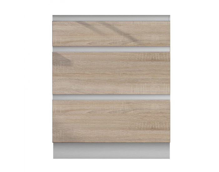 Dolná kuchynská skrinka Line D60S3 - dub sonoma / biela