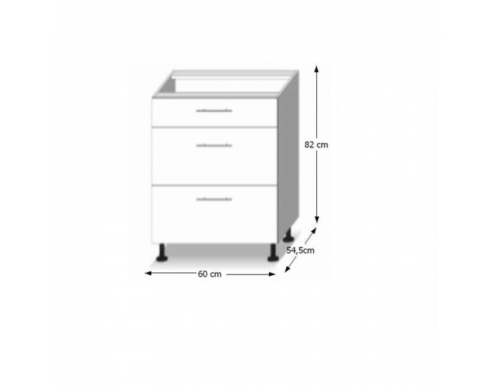 Dolná kuchynská skrinka Line D60S3 - dub sonoma / biela