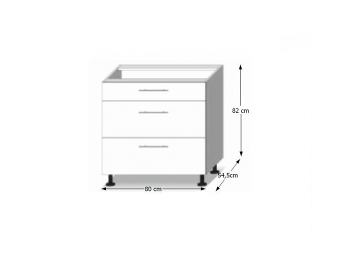 Dolná kuchynská skrinka Line D80 3 - dub sonoma / biela