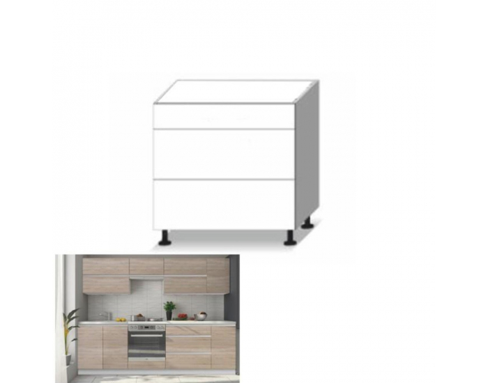 Dolná kuchynská skrinka Line D80 3 - dub sonoma / biela