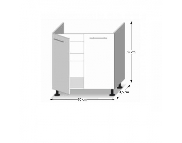 Drezová kuchynská skrinka Line D80 ZL - dub sonoma / biela