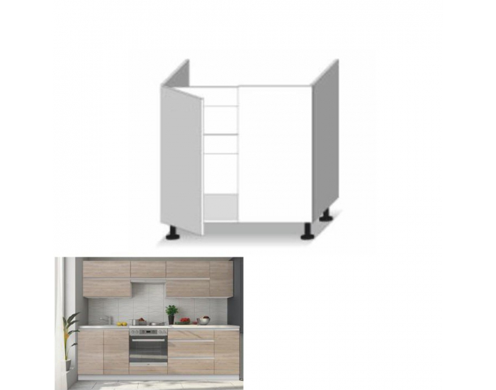 Drezová kuchynská skrinka Line D80 ZL - dub sonoma / biela