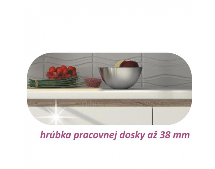 Dolná kuchynská skrinka Line White D40 - biely vysoký lesk / dub sonoma