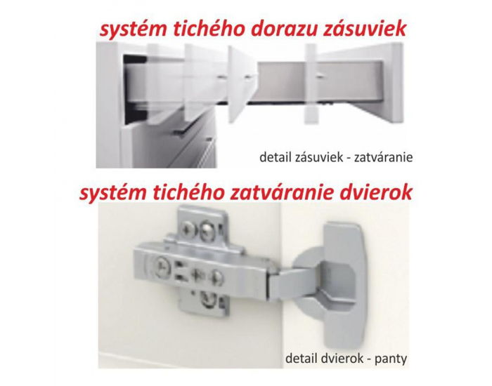 Dolná kuchynská skrinka Line White D80 3 - biely vysoký lesk / dub sonoma