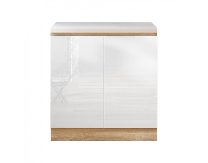 Dolná kuchynská skrinka Line White D80 - biely vysoký lesk / dub sonoma