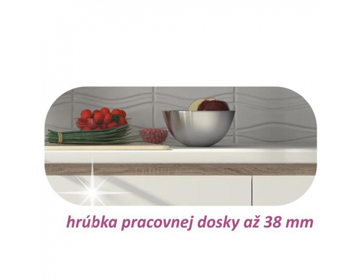 Dolná kuchynská skrinka Line White D80 - biely vysoký lesk / dub sonoma