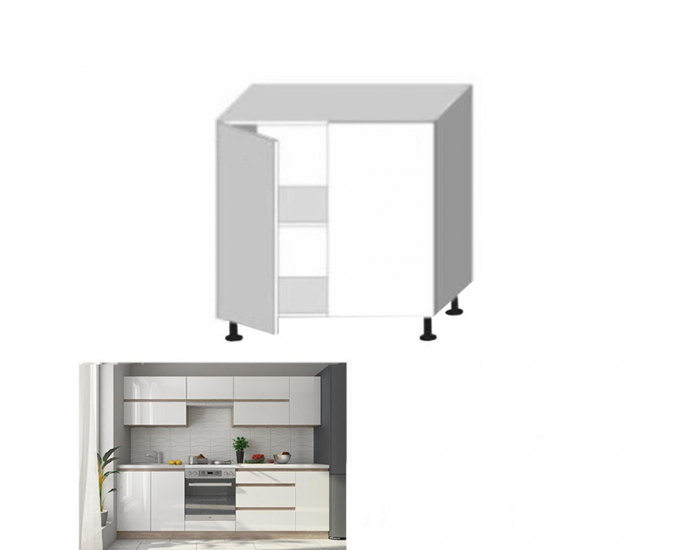 Dolná kuchynská skrinka Line White D80 - biely vysoký lesk / dub sonoma