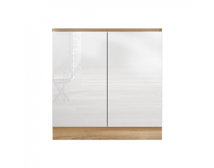 Drezová kuchynská skrinka Line White D80 ZL - biely vysoký lesk / dub sonoma