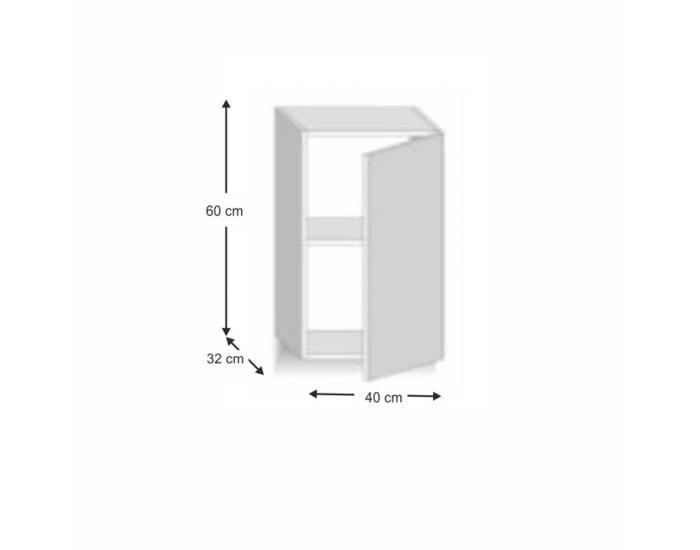 Horná kuchynská skrinka Line White G40 - biely vysoký lesk / dub sonoma