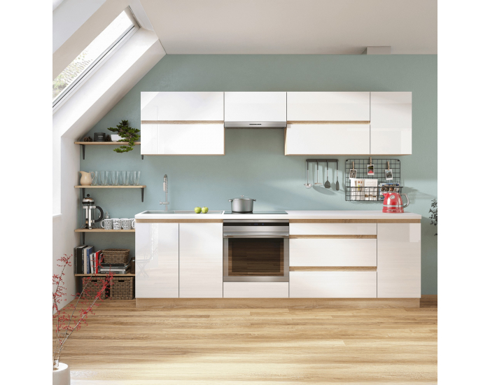 Horná kuchynská skrinka Line White G40 - biely vysoký lesk / dub sonoma