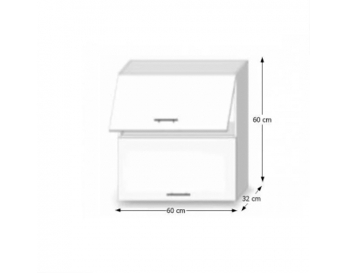 Horná kuchynská skrinka Line White G60 U - biely vysoký lesk / dub sonoma