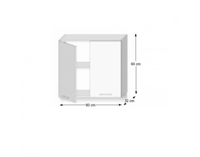 Horná kuchynská skrinka Line White G80 - biely vysoký lesk / dub sonoma