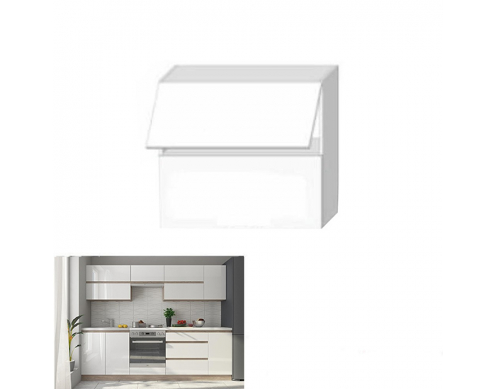 Horná kuchynská skrinka Line White G80 U - biely vysoký lesk / dub sonoma