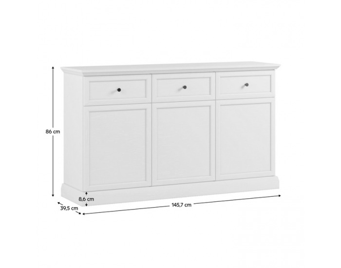 Trojdverová komoda so zásuvkami Locca K3D3S - biela