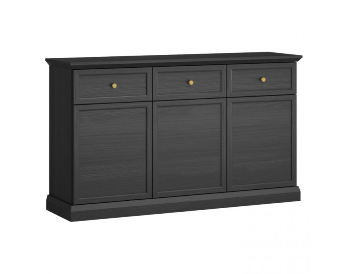 Trojdverová komoda so zásuvkami Locca K3D3S - čierny grafit