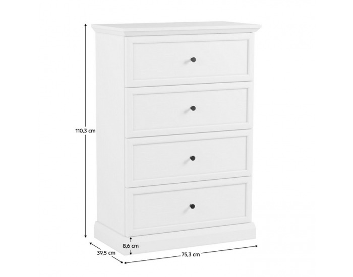 Zásuvková komoda Locca K4S - biela