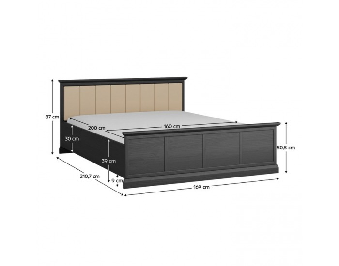 Manželská posteľ s roštom Locca L160 160x200 cm - čierny grafit