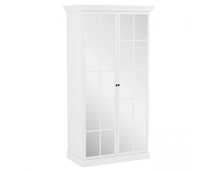 Dvojdverová šatníková skriňa so zrkadlom Locca S2DL - biela