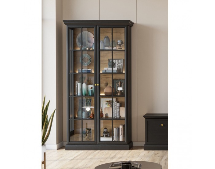 Dvojdverová vitrína Locca W2D - čierny grafit