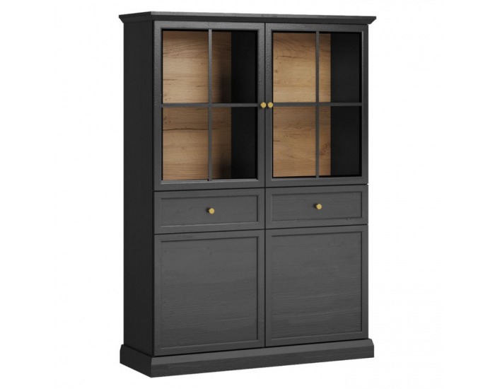 Štvordverová vitrína Locca W4D2S - čierny grafit