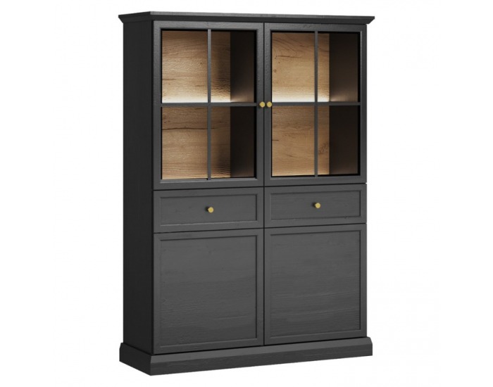 Štvordverová vitrína Locca W4D2S - čierny grafit