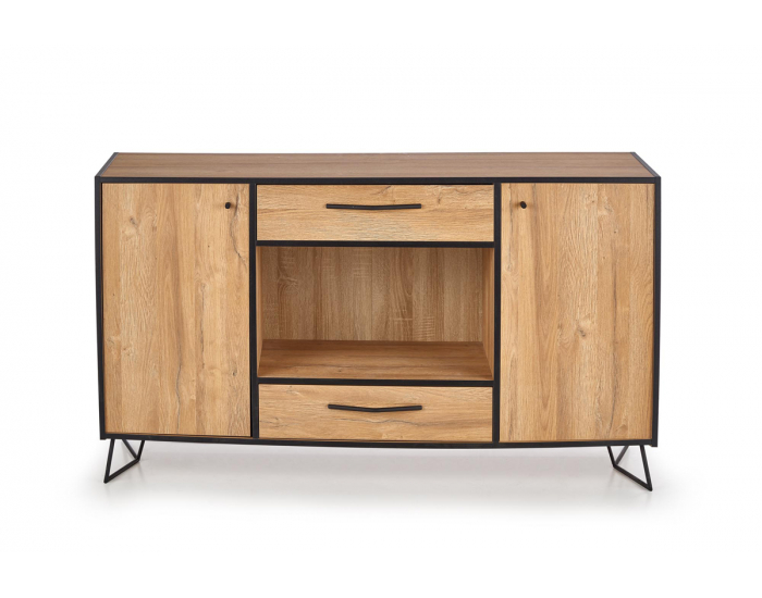 Dvojdverová komoda so zásuvkami Lockheed KM1 - dub grandson / čierna