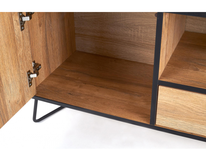 Dvojdverová komoda so zásuvkami Lockheed KM1 - dub grandson / čierna