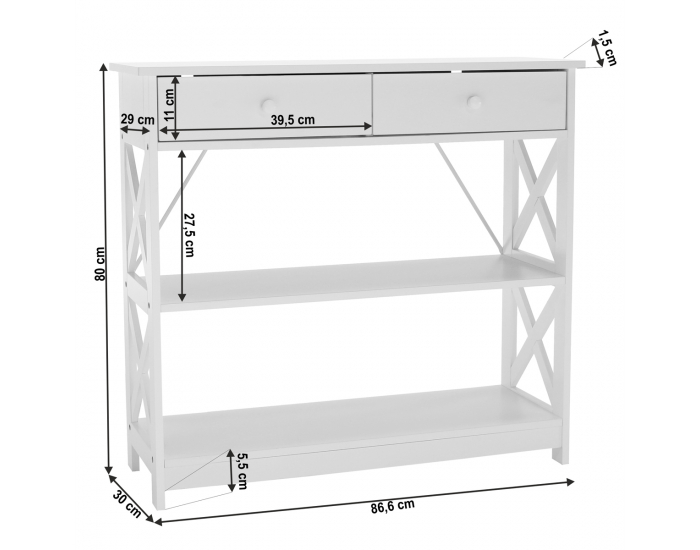 Konzolový stolík Lomir - biela
