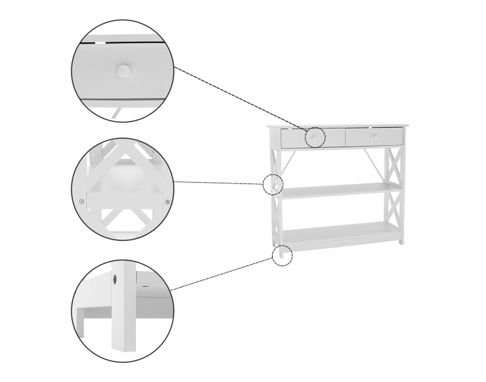 Konzolový stolík Lomir - biela