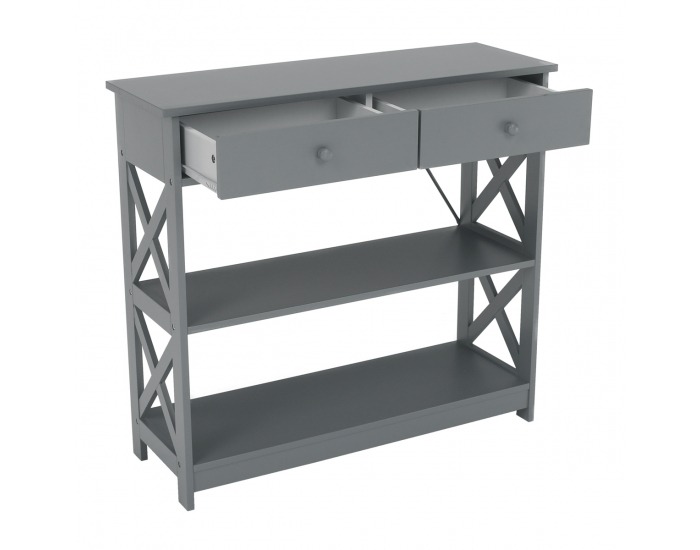 Konzolový stolík so zásuvkami Lomir - sivá