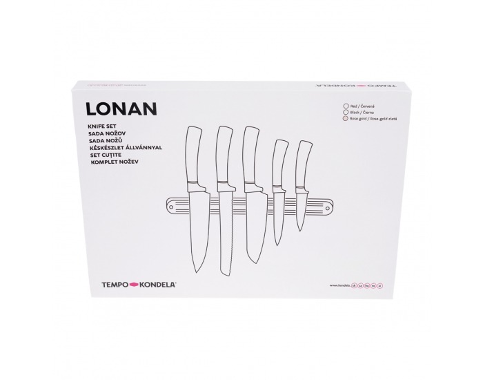 Sada nožov (6 ks) Lonan - ružovozlatá