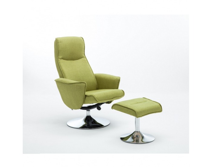 Relaxačné kreslo s podnožkou Lonato - zelená Greenery / oceľ