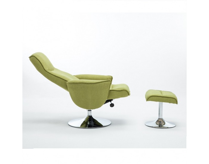 Relaxačné kreslo s podnožkou Lonato - zelená Greenery / oceľ