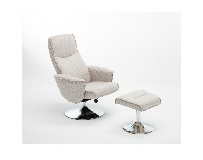 Relaxačné kreslo s podnožkou Lonato - krémová / oceľ