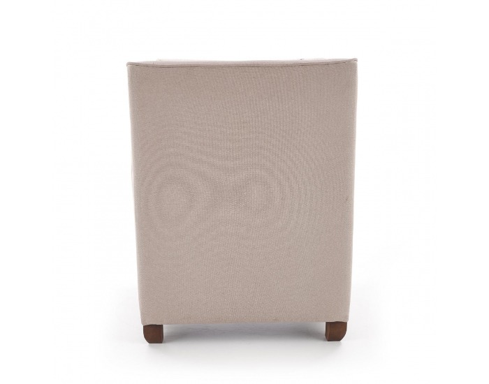 Kreslo London - béžová / vzor kvety / orech