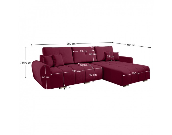 Rohová sedačka s rozkladom Longa Roh L/P - vínová