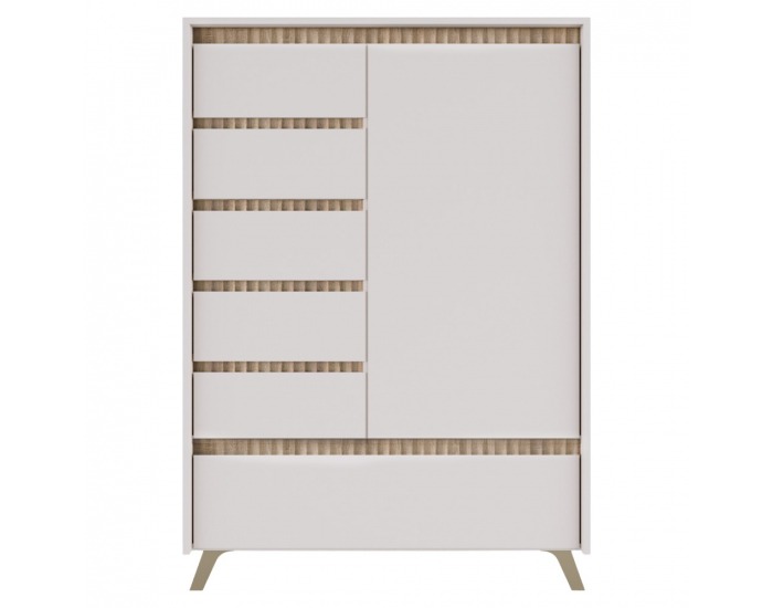 Jednodverová komoda so zásuvkami Longy REG1D5S1K - kašmír / dub sonoma