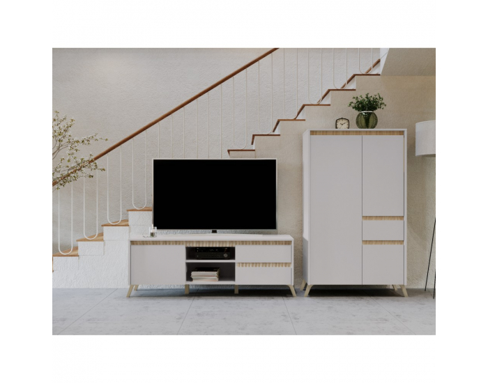 Vitrína Longy Reg1W - kašmír / dub sonoma