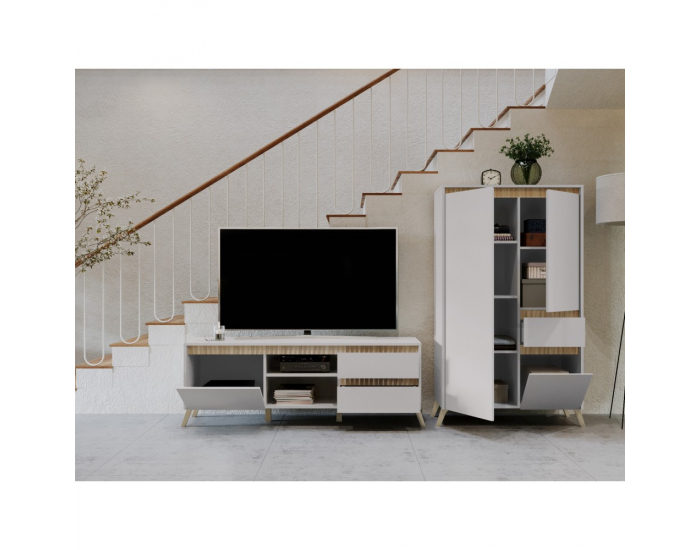 Vitrína Longy Reg1W - kašmír / dub sonoma