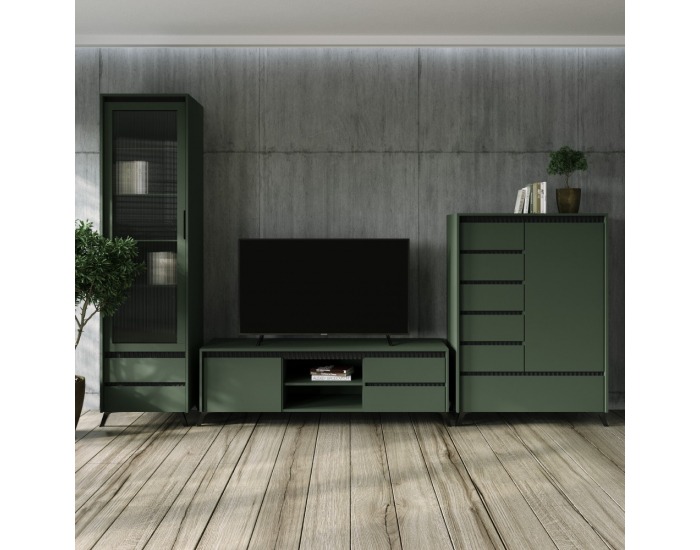 TV stolík Longy RTV2K2So - smoke zelená / čierna