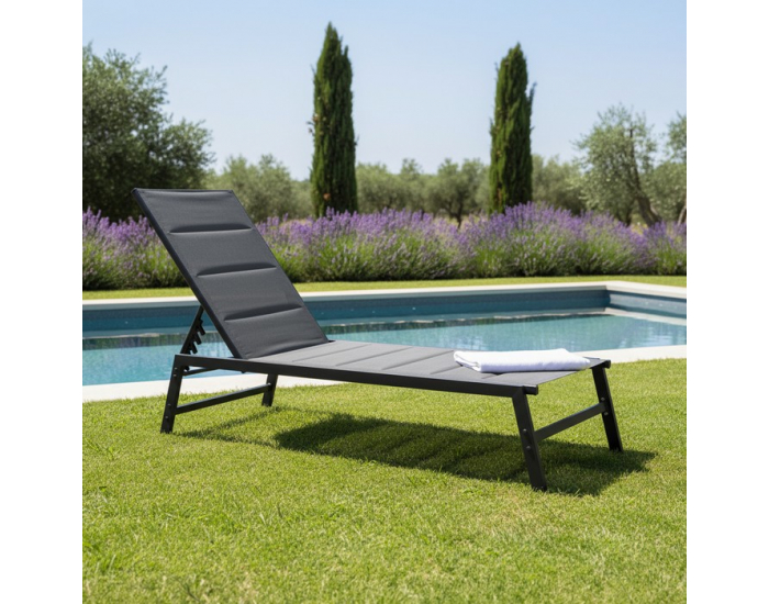 Polohovateľné záhradné lehátko Lopez - čierna