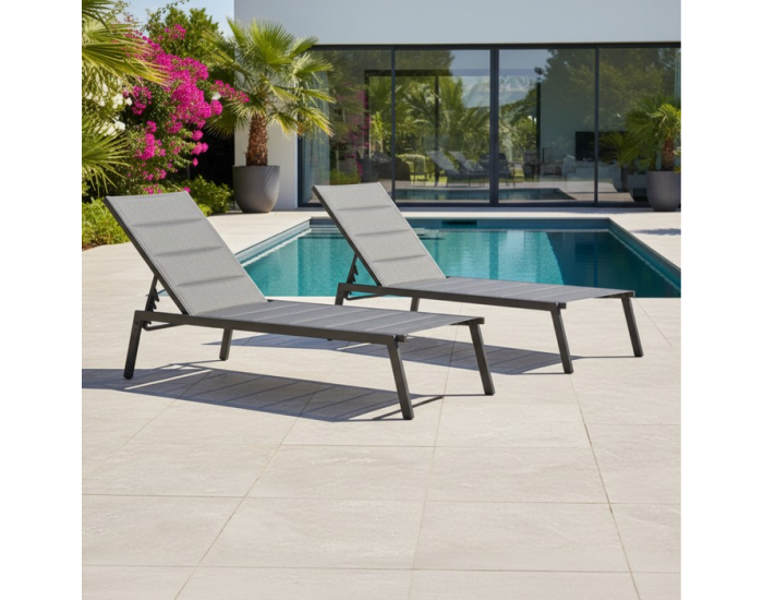Polohovateľné záhradné lehátko Lopez - čierna / sivá