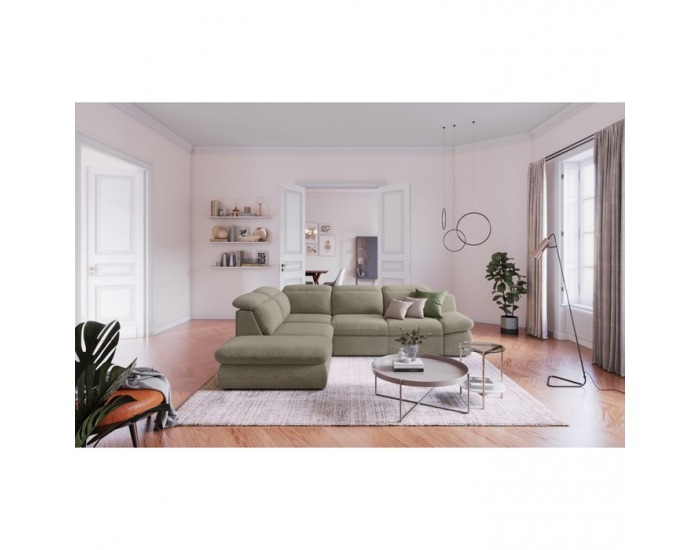 Rohová sedačka s rozkladom a úložným priestorom Loreta Roh L - hnedosivá (taupe)