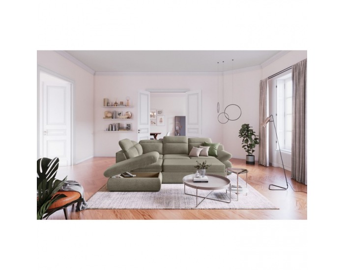 Rohová sedačka s rozkladom a úložným priestorom Loreta Roh L - hnedosivá (taupe)